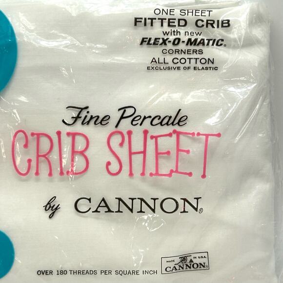 Vintage Cannon Crib FITTED Sheet Fine Percale White Sealed NEW Made in USA - Picture 2 of 11